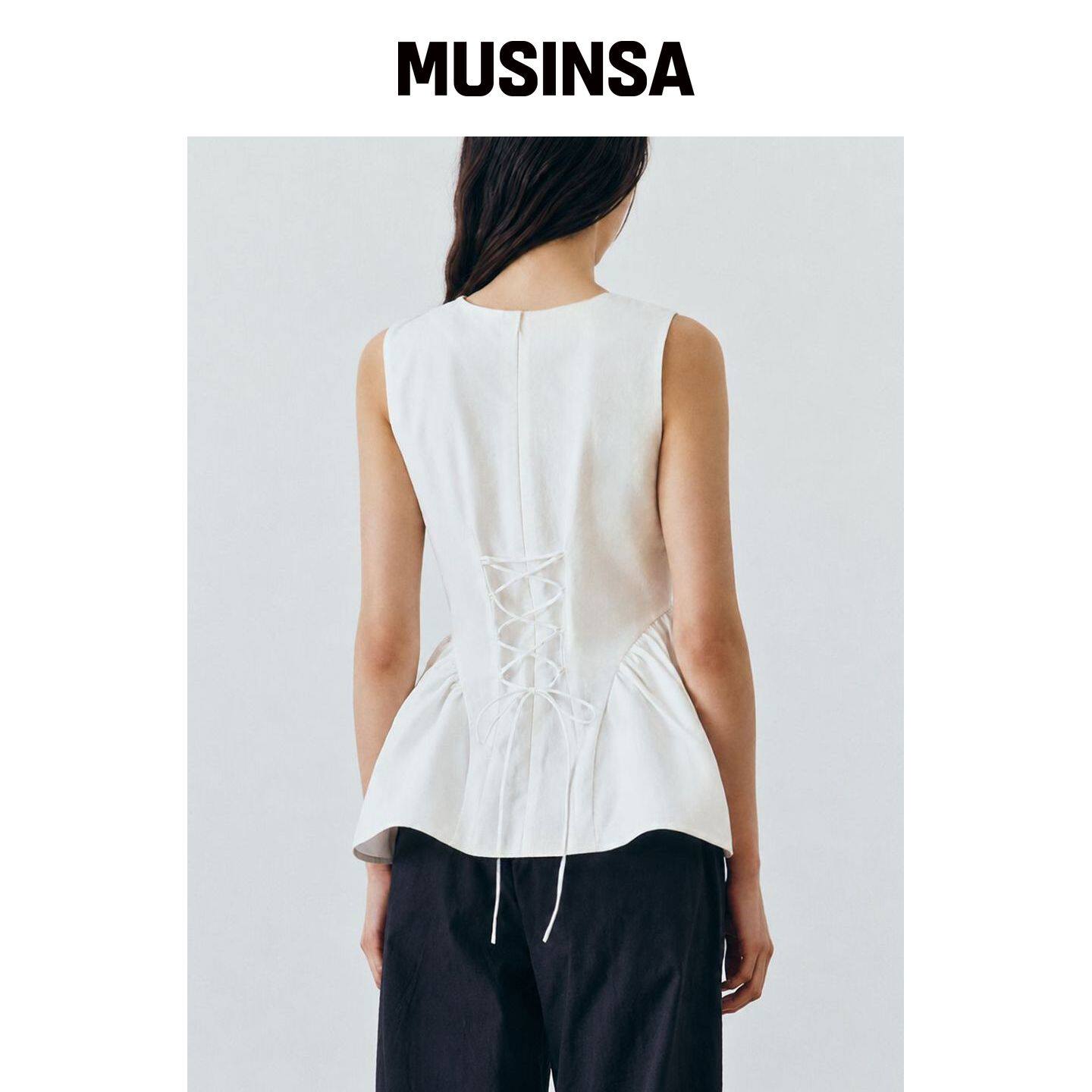 GANISONG 白色束腰 peplum 衬衫 MUSINSA韩国官网直邮进口