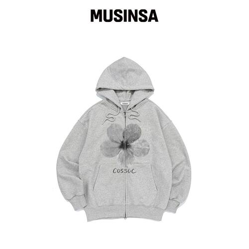 COSO 花卉双向拉链衫 (GREY)韩国官网直邮进口MUSINSA
