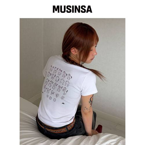 CHICKS 煎盘白色短袖T恤 MUSINSA韩国官网直邮进口