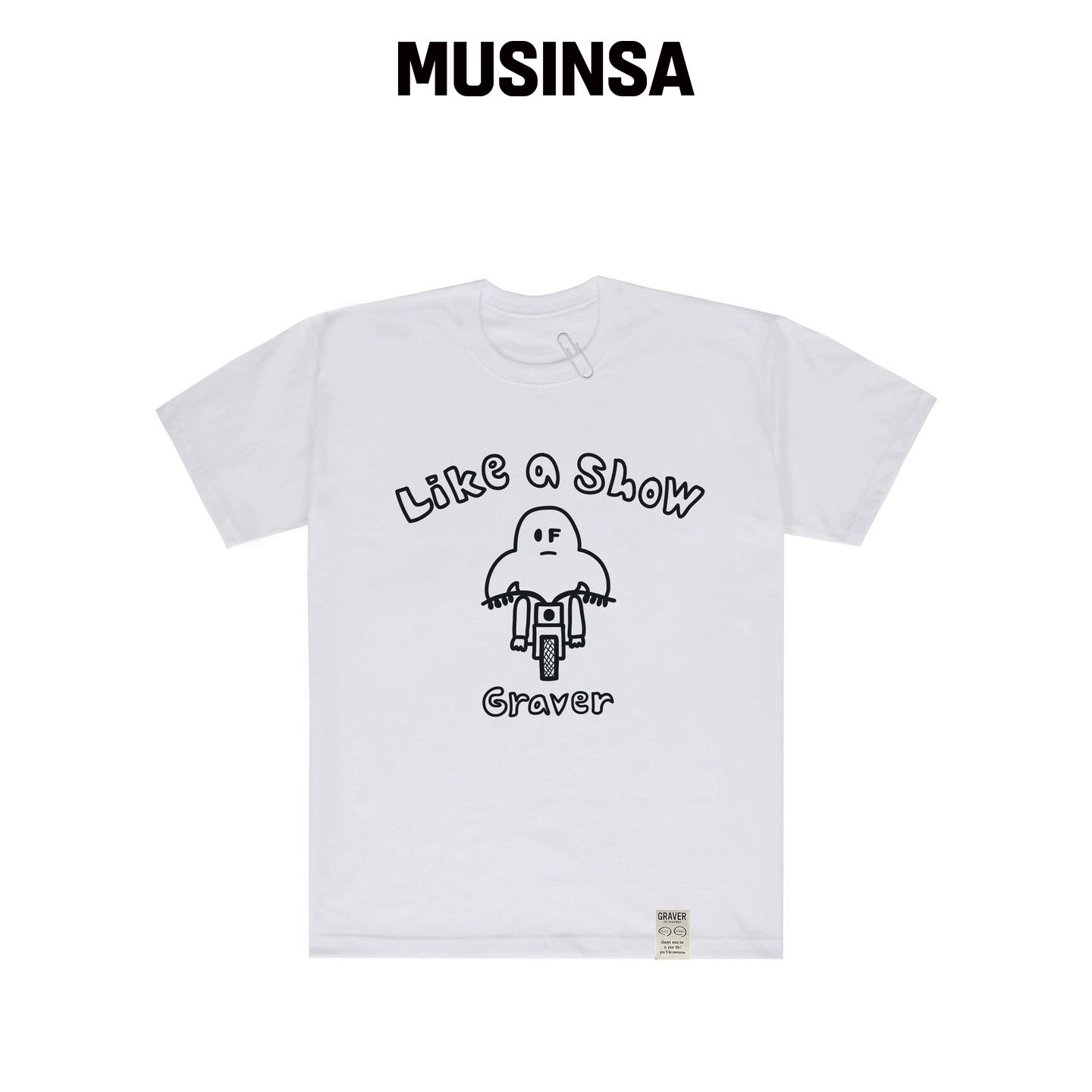 GRAVER [UNISEX]自行车微笑logo短袖T恤_白色 MU韩国官网直邮进口