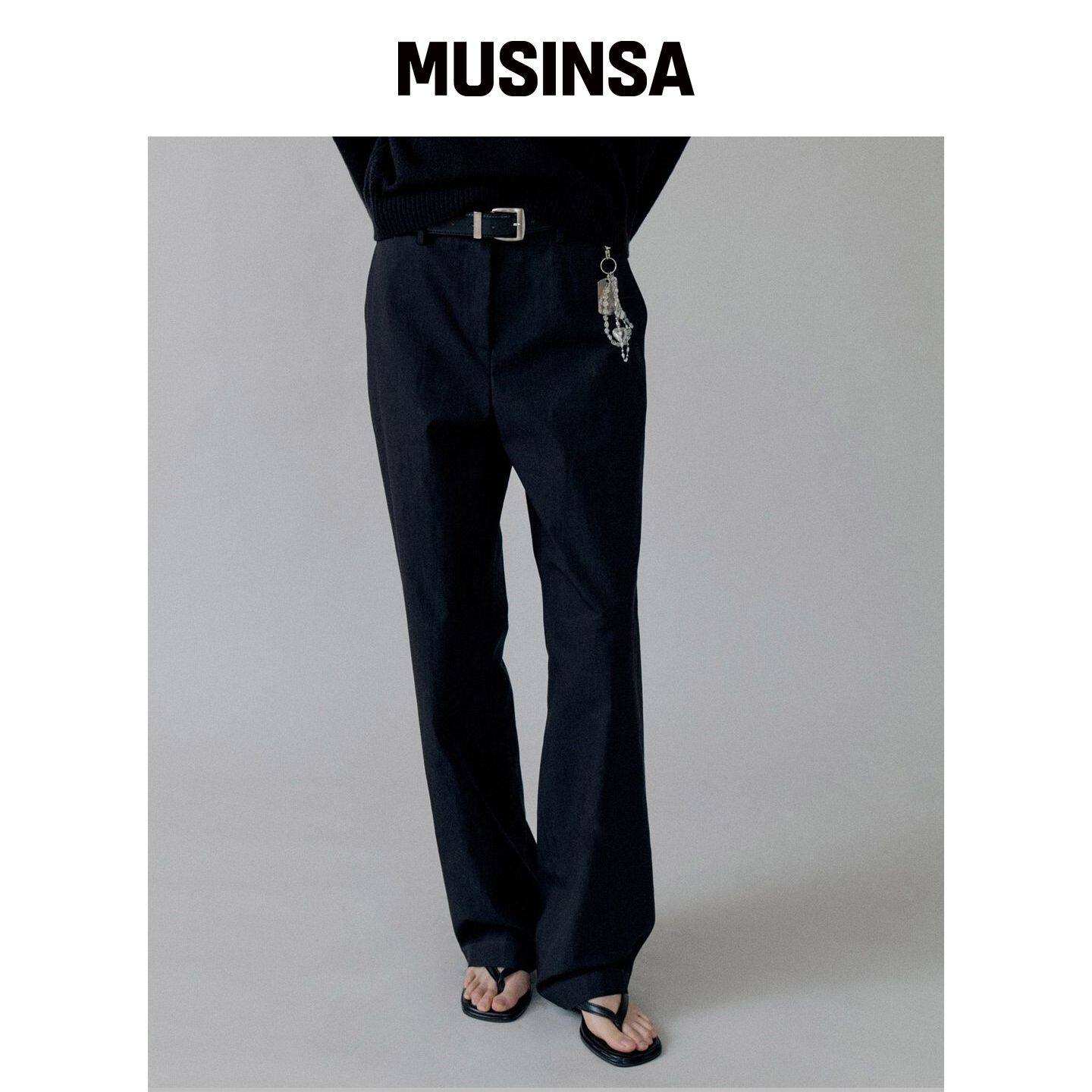 STEP AROUND 棉质直筒口袋裤子_黑色 MUSINSA韩国直邮官方正品