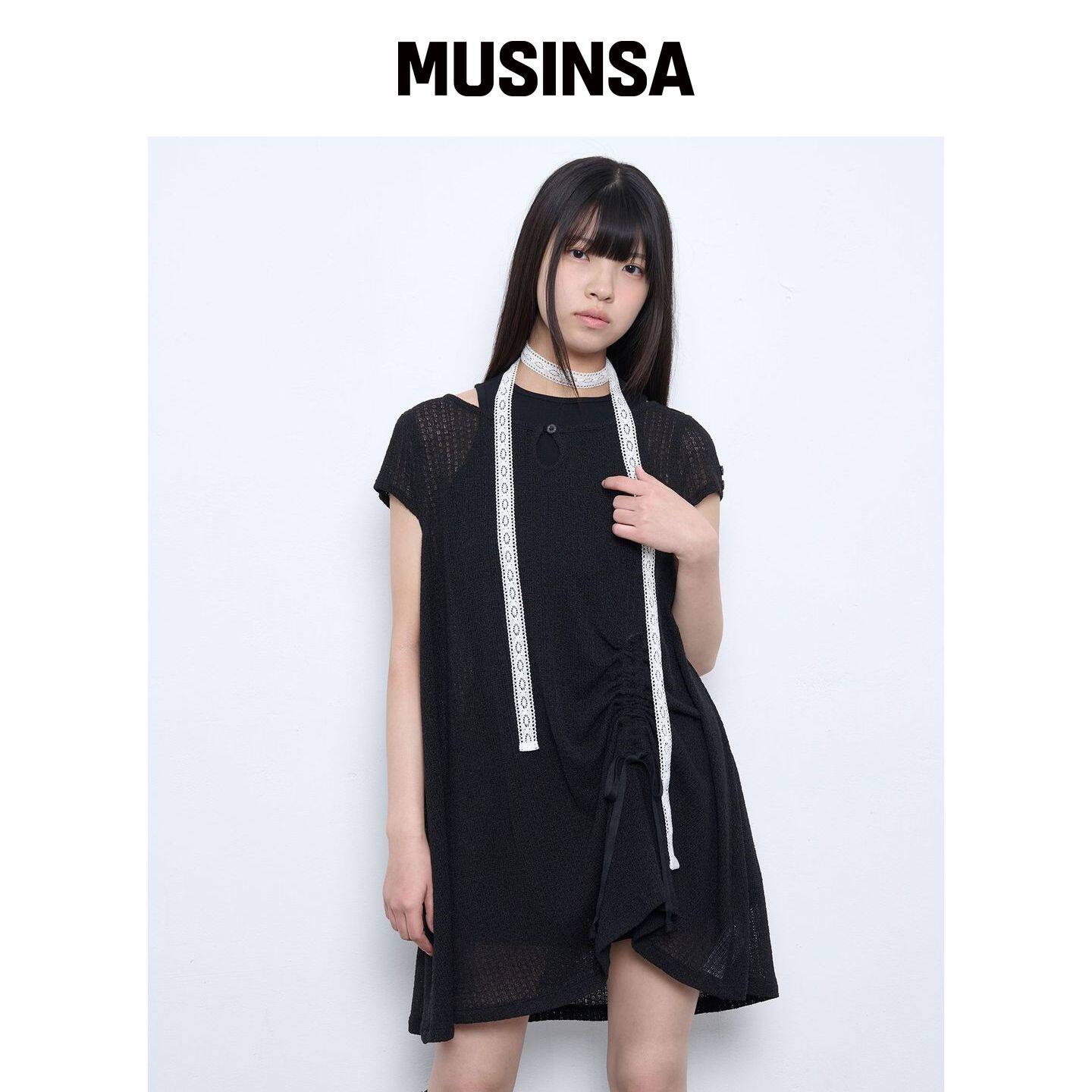 TUOMIO 钩针迷你连衣裙 [黑色] MUSINSA韩国官网直邮进口