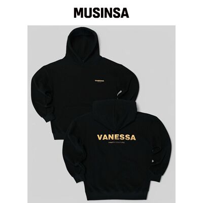 VANESSA 820g VANESSA 复古印花连帽卫衣_黑色 M韩国官网直邮进口