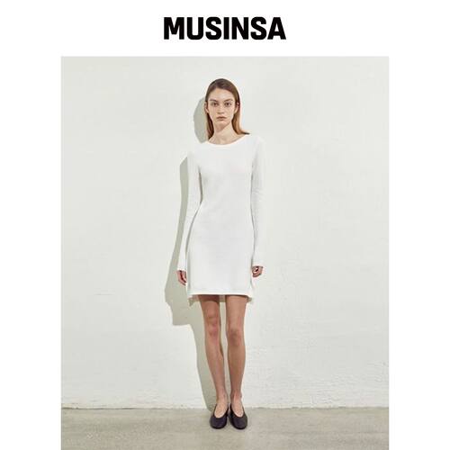RIDIFI COTTON KNIT MINI DRESS_象牙色韩国官网直邮进口MUSINSA
