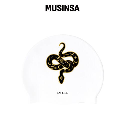 LASERIN 金色蛇纹 白色 游泳帽子 MUSINSA韩国官网直邮进口