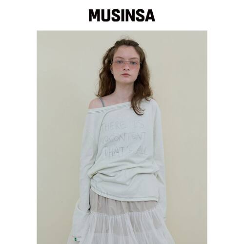 NOCONTENT 231. 披肩素面T恤 _ IVORY MUSINSA韩国官网直邮进口