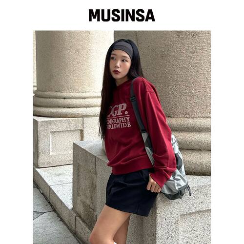 CGP 方形logo卫衣_深红色 MUSINSA韩国直邮官方正品