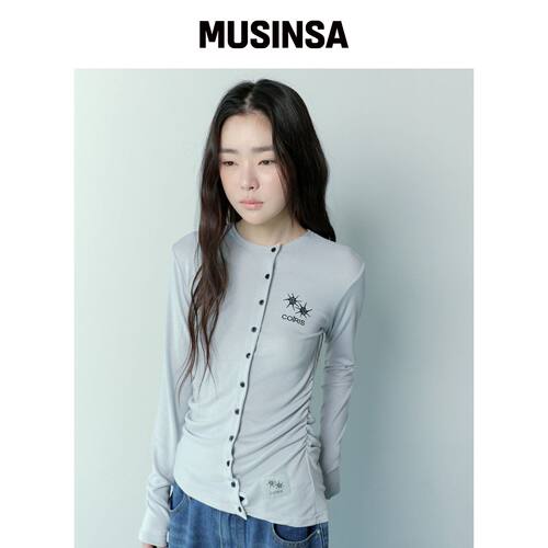 COIRIS YOUN 皱褶修身圆领开衫 MUSINSA韩国官网直邮进口