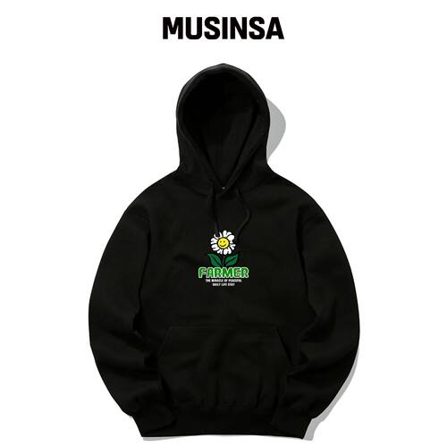TRIPSHION FARMER FLOWER 图案 连帽卫衣 - 黑色韩国官网直邮进口