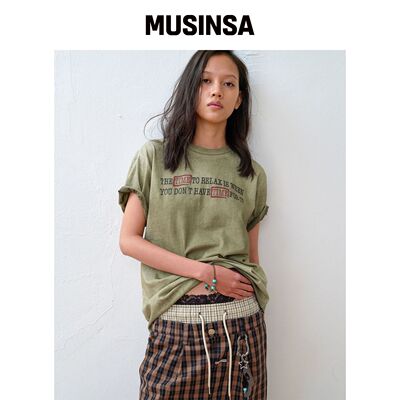 THEVINYLHOUSE FADED TIME TEE 橄榄绿 MUSINSA韩国官网直邮进口