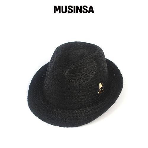 UNIVERSAL CHEMISTRY BU Raffia 简约黑色草帽 M韩国官网直邮进口