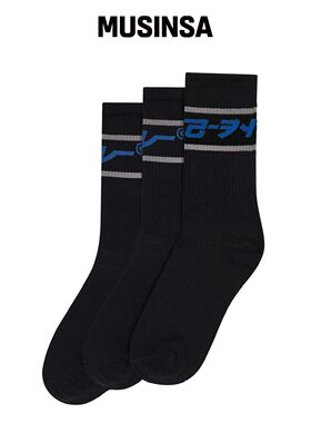 REPLAY CONTAINER [3PACK] 灰色条纹袜子（黑色韩国官网直邮进口