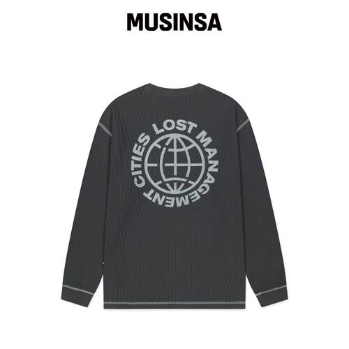LMC OG COMBO 华夫格纹长袖T恤 炭灰色 MUSINSA韩国官网直邮进口