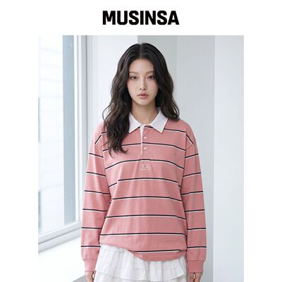 THE GREEN LAB 细条纹橄榄球衫 [PINK] MUSINSA韩国官网直邮进口