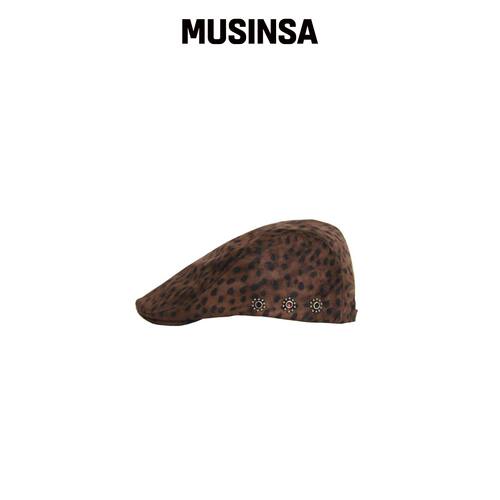 KOOKEESEE 麂皮铆钉猎装帽（豹纹） MUSINSA韩国官网直邮进口