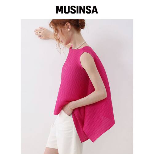 PLEATSMOOD 细腻喇叭袖无袖抓绒blouse MUSINSA韩国官网直邮进口