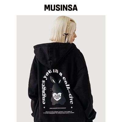 RANDOMOFF BLACKBUNNY 连帽拉链衫 [黑色] MUSIN韩国官网直邮进口