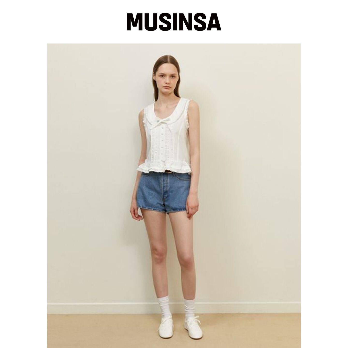 LADY VOLUME 复古花卉领衬衫_白色 MUSINSA韩国官网直邮进口