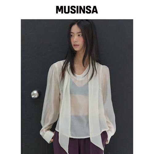 MICHIKO LONDON KOSHINO GLOW透视领带 blouse 韩国官网直邮进口