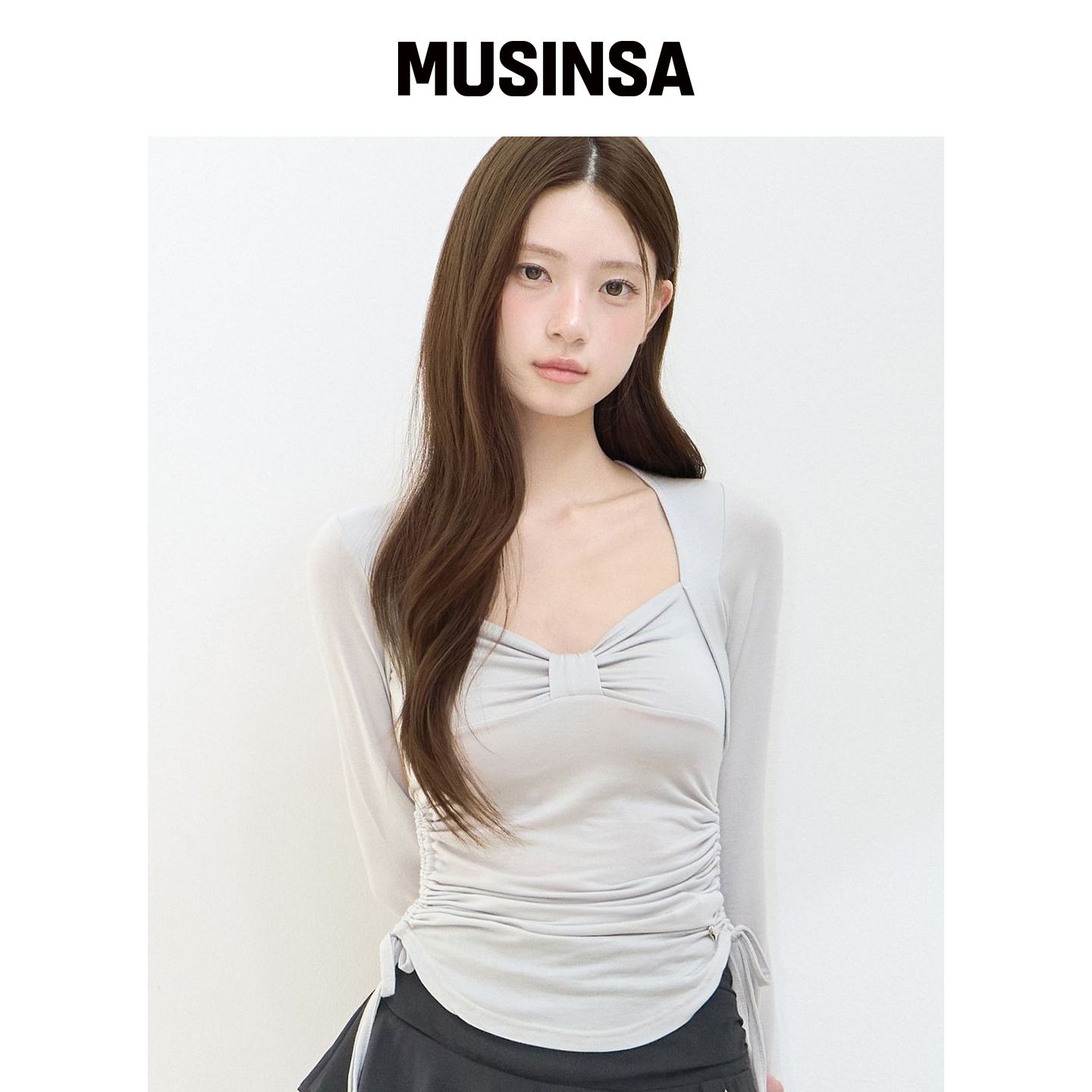 ILLIGO 短披肩皱褶上衣泥膜 MUSINSA韩国官网直邮进口图片