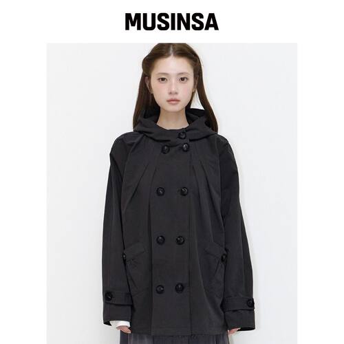 ILLIGO 针褶连帽风衣夹克黑色 MUSINSA韩国官网直邮进口