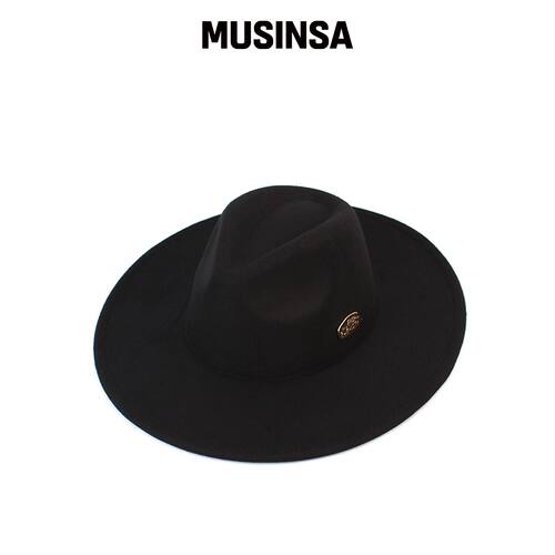 UNIVERSAL CHEMISTRY 硬质羊毛黑色软呢帽 MUSIN韩国官网直邮进口