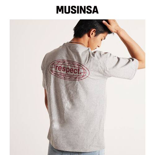 RESPECT 背面LOGO T恤 (灰色) MUSINSA韩国直邮官方正品
