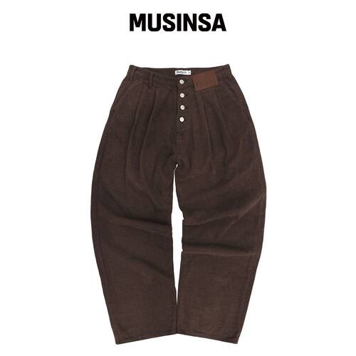 HUEY Receipt Washed Curved Pants Brown MUSIN韩国官网直邮进口
