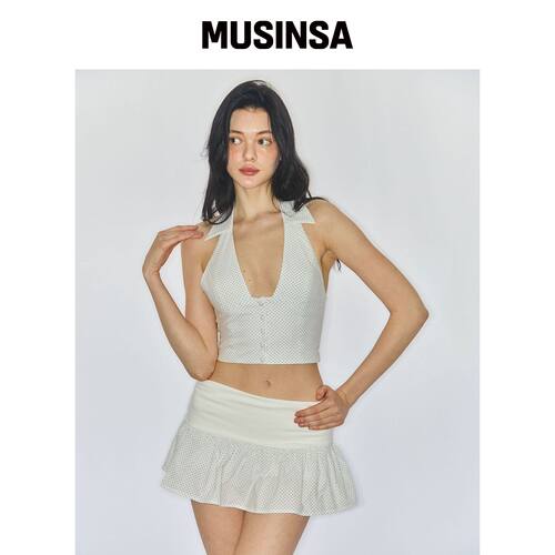 YUHEELEE COLLAR HALTER TOP / 象牙色韩国官网直邮进口MUSINSA