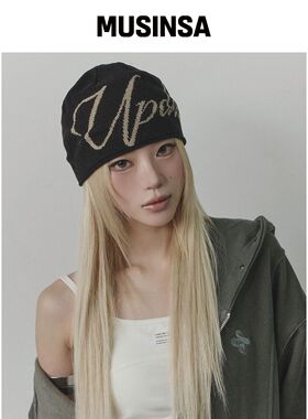 UPDRAFT 提花卷边针织帽（黑色） MUSINSA韩国官网直邮进口