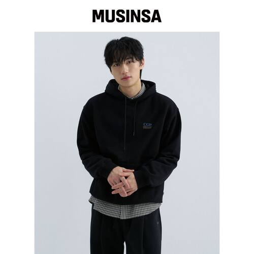 CGP 小方形彩色logo连帽卫衣-黑色 MUSINSA韩国官网直邮进口