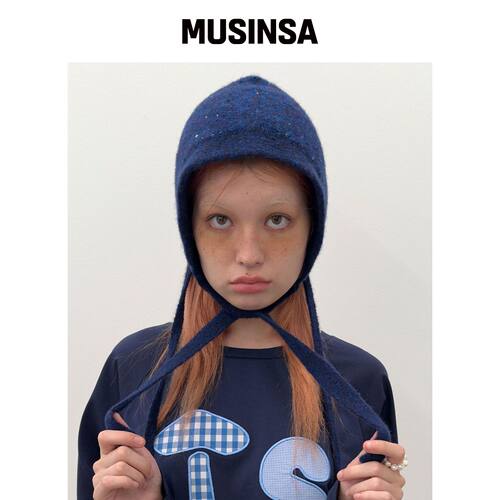 TYPESERVICE 毛绒亮片带帽子 [海军蓝] MUSINSA韩国直邮官方正品