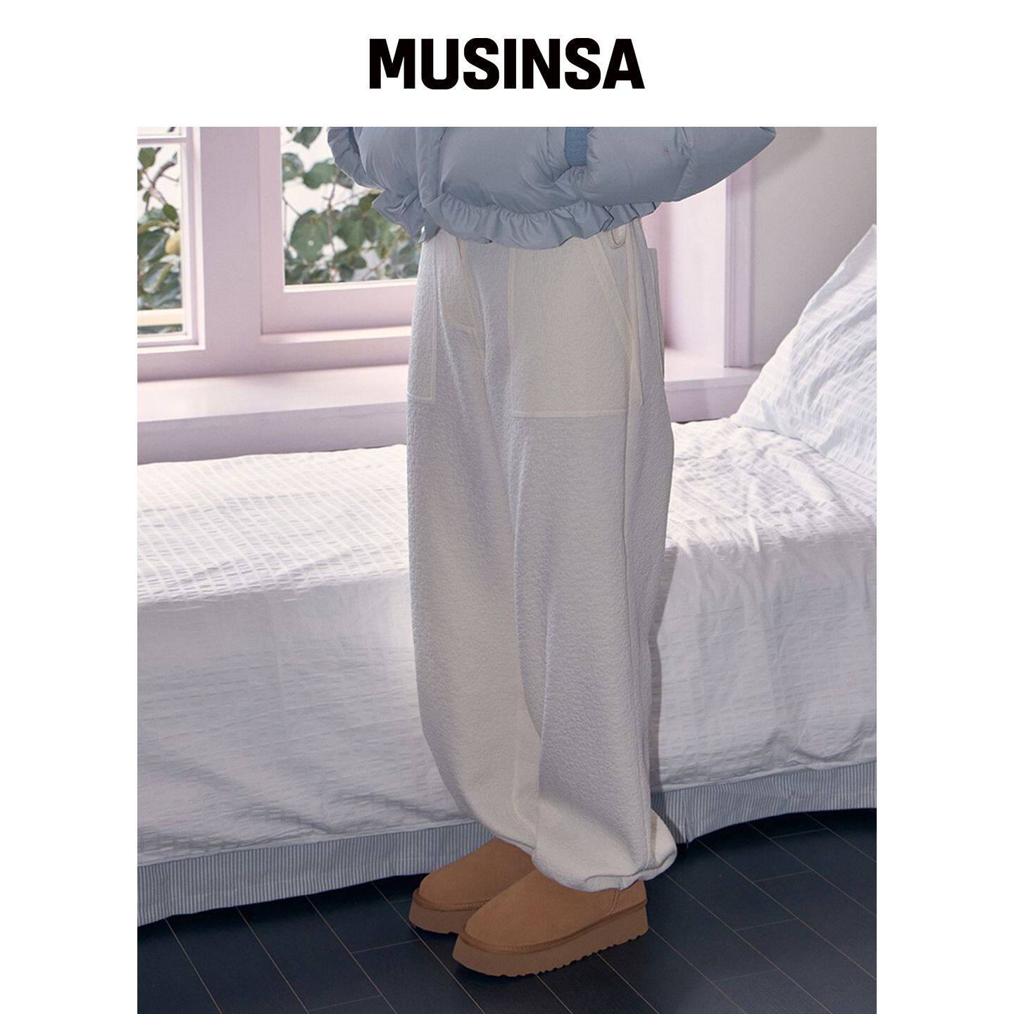CELITAILS 花卉刺绣运动裤_IVORY MUSINSA韩国直邮官方正品