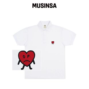 GRAVER [UNISEX] 绣花心形短袖T恤_白色韩国官网直邮进口MUSINSA