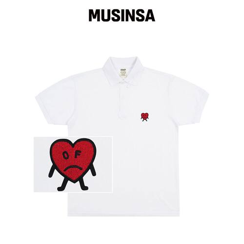 GRAVER [UNISEX] 绣花心形短袖T恤_白色 MUSINSA韩国直邮官方正品