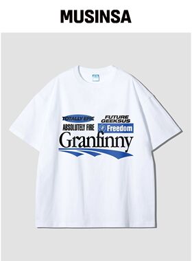 GRANFINNY PLANE GRAM 宽松版短袖T恤-白色韩国官网直邮进口