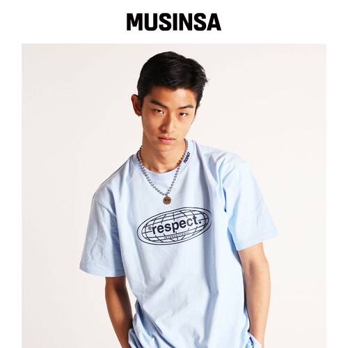 RESPECT 前胸LOGO T恤（天蓝色） MUSINSA韩国官网直邮进口