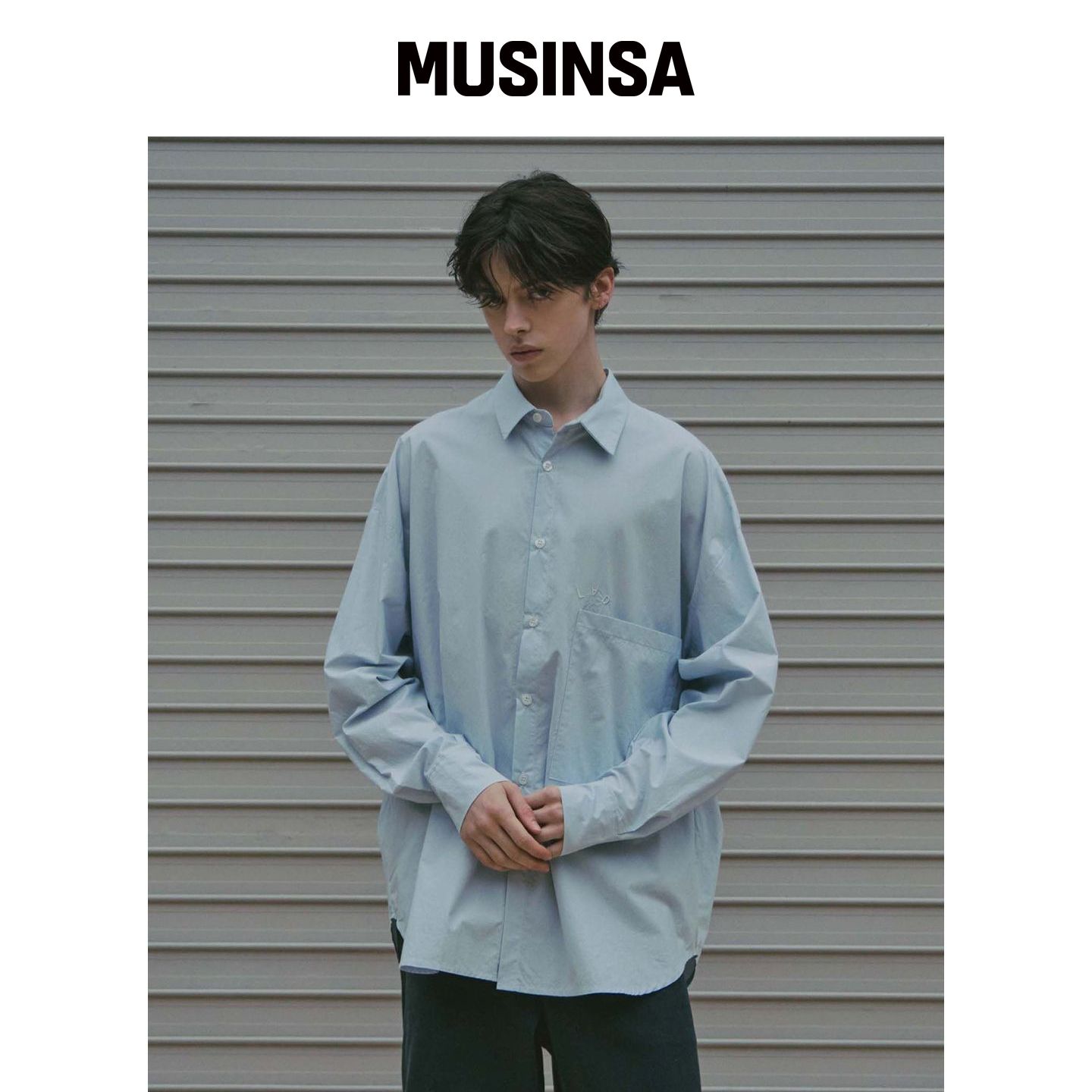 LAD EDITION 大口袋纯色衬衫_蓝色 MUSINSA韩国官网直邮进口