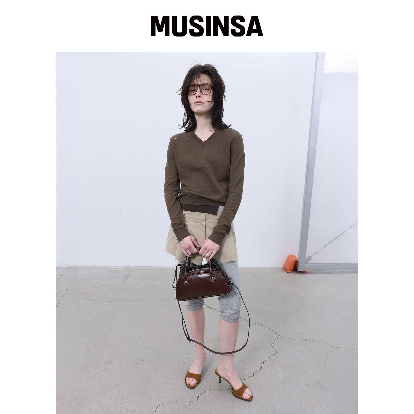 LCDC™ 丝带抽绳手提袋(棕色) MUSINSA韩国官网直邮进口