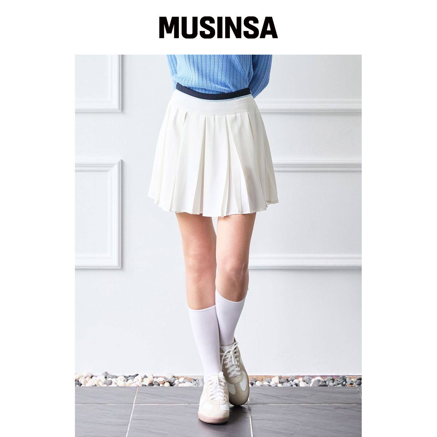 NITINA 雪纺拼色抓绒裙子 IV MUSINSA韩国官网直邮进口