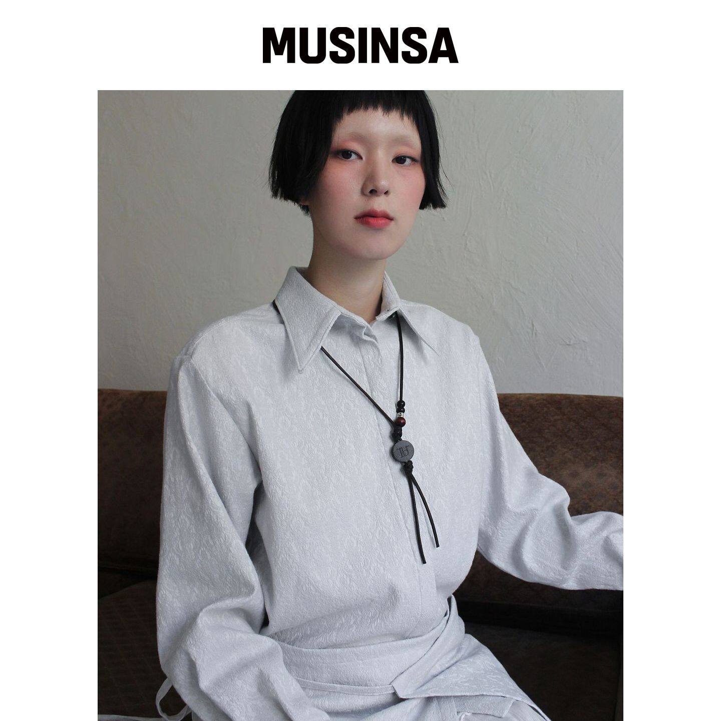 RUBATI 提花衬衫 半围裙_浅灰色 MUSINSA韩国官网直邮进口
