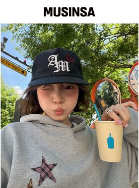 AMOU AM Kiss Mark 5PANEL 帽子 黑色 MUSINSA韩国官网直邮进口