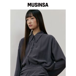 REORG REF MODAL 衬衫，炭灰色韩国官网直邮进口MUSINSA