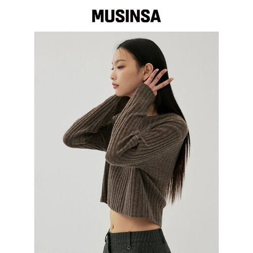 CLOVE [25FW clove] 罗纹 cropped 针织衫（棕色韩国官网直邮进口