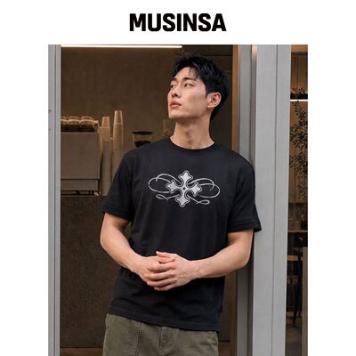 MAISON MINED CELTIC CROSS 水洗黑色半袖T恤 MU韩国官网直邮进口