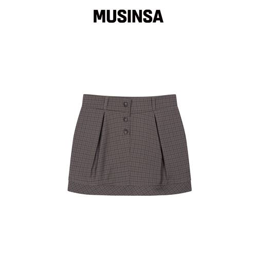 BELLIALEU PUMPIN CHECK SKIRT-棕色 MUSINSA韩国官网直邮进口