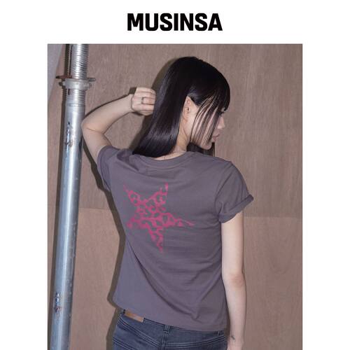 PRENDA LEOPARD STAR 半截T恤 炭灰色韩国官网直邮进口MUSINSA