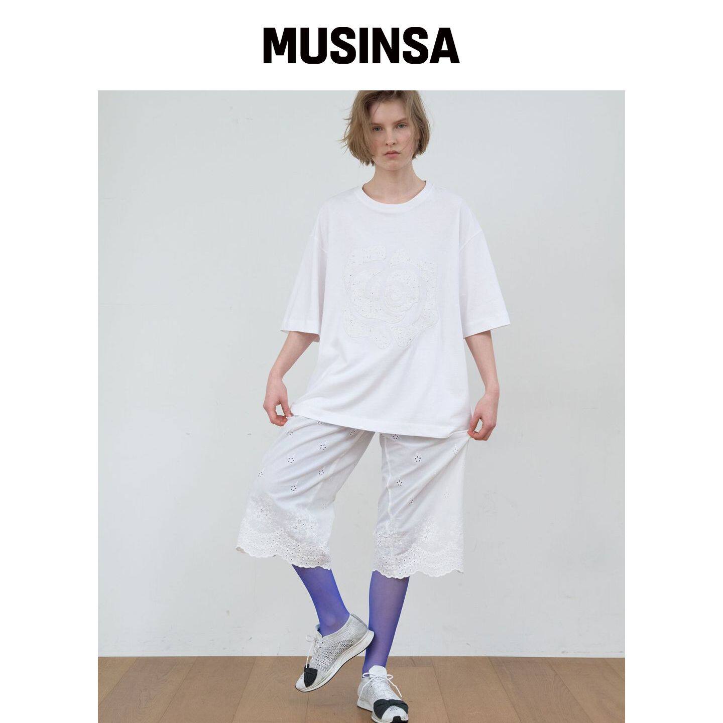 MA JOURNEE 蕾丝棉质裤子_白色 MUSINSA韩国官网直邮进口