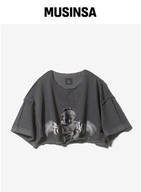 FANSHOW DEMONIC ANGEL RAW EDGE CROP SHORT SL韩国官网直邮进口