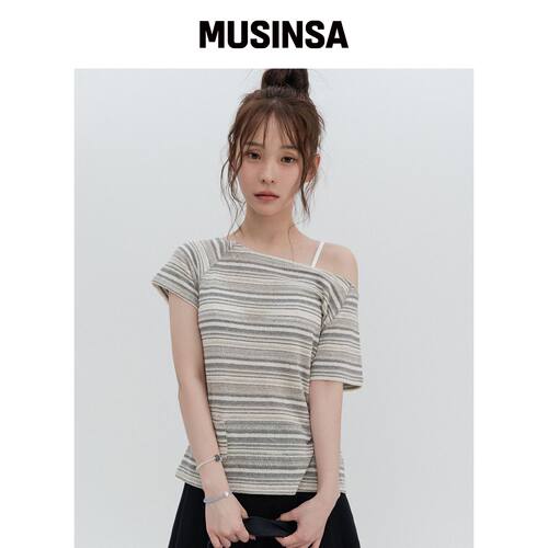 HIGH SCHOOL DISCO 条纹披肩短袖 MUSINSA韩国官网直邮进口